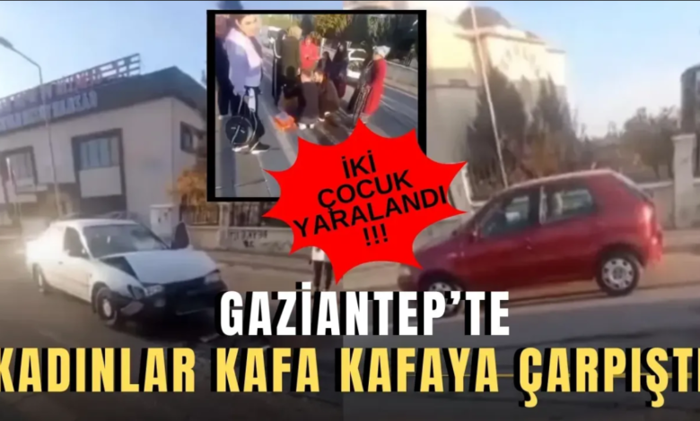 Gaziantep te 2 Kadın Sürücü Kafa Kafaya Çarpıştı