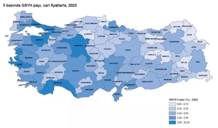 2023 Yılı GSYH İstatistikleri: Kişi Başına En Yüksek Gelir Kocaeli'de