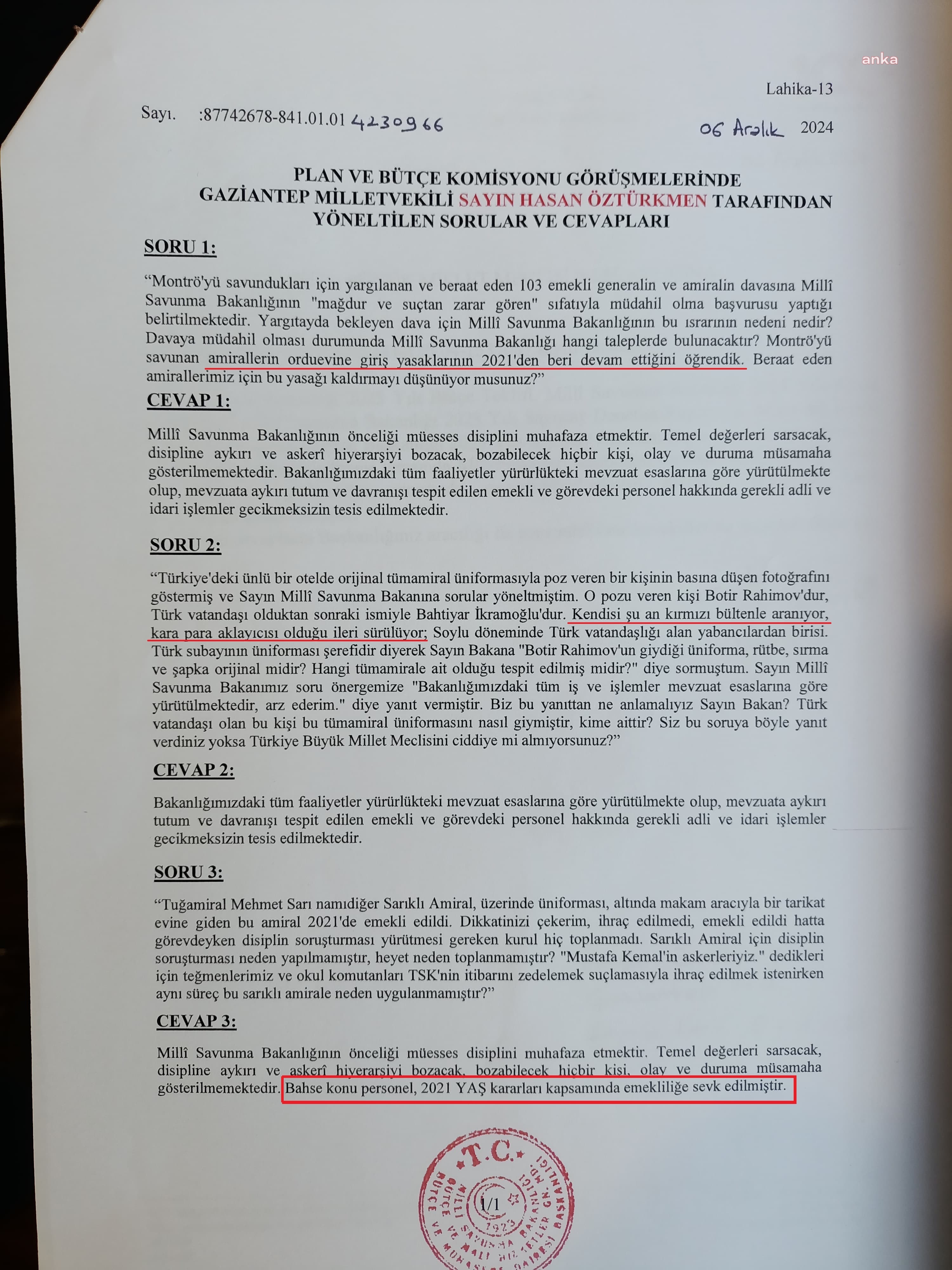 CHP'li Öztürkmen'den Bakan Güler'e 'Sarıklı Amiral' Eleştirisi