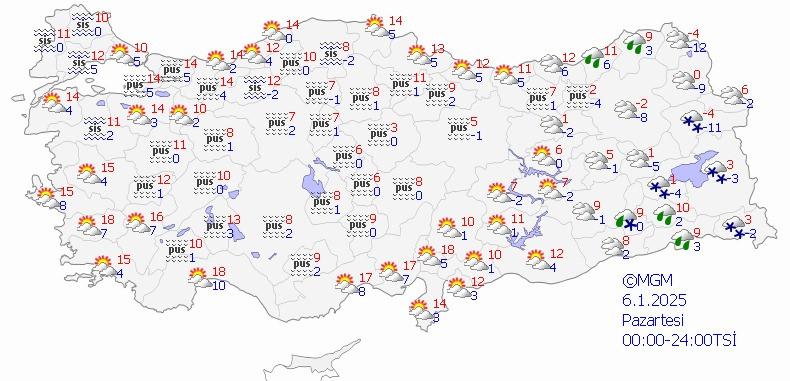 6 Ocak 2025 Hava Durumu Tahminleri ve Uyarılar