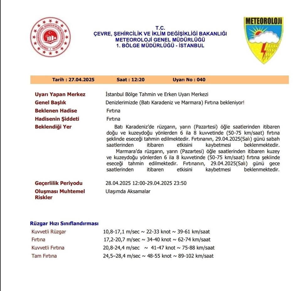 İstanbul Valiliği saat verip uyardı: İstanbul'da fırtınaya dikkat!