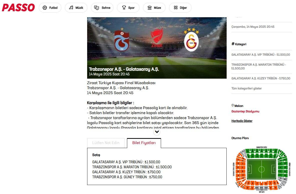 Trabzonspor - Galatasaray! Türkiye Kupası finalinde en ucuz bilet belli oldu