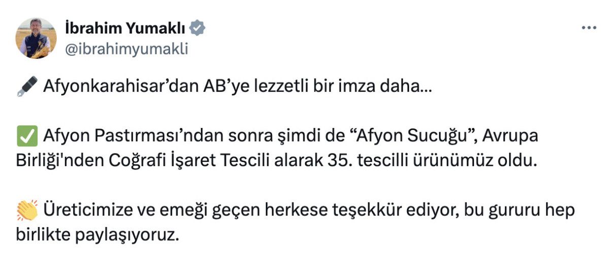 Afyon sucuğu, AB coğrafi işaret tescili aldı