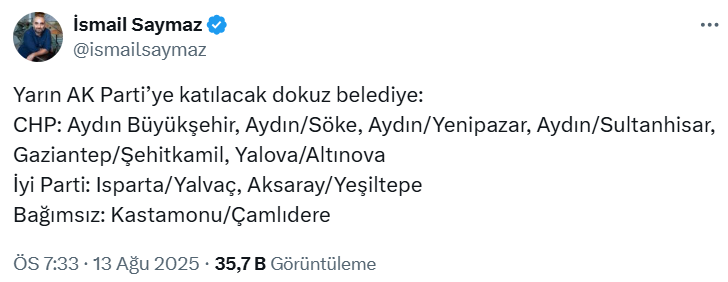 9 Belediyenin AKP'ye Katılması Bekleniyor