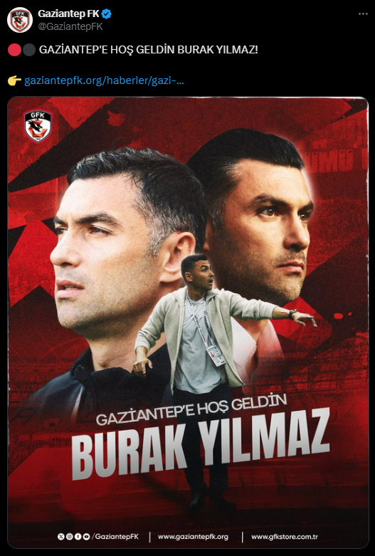 Burak Yılmaz, Gaziantep FK'nın yeni teknik direktörü oldu