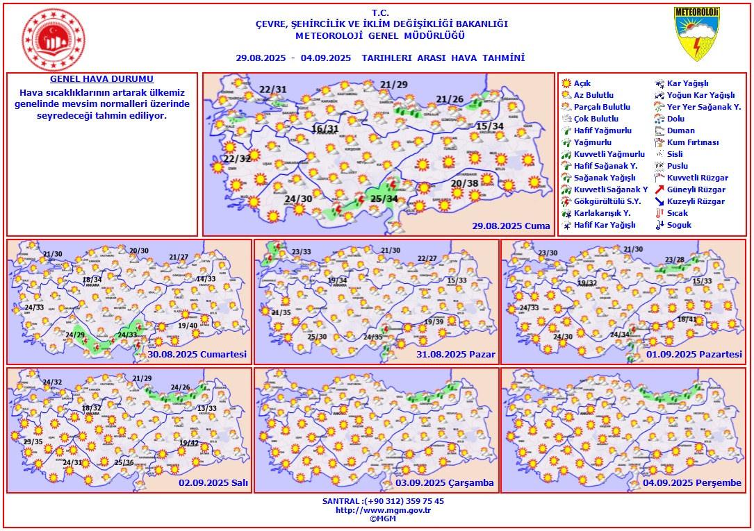 Meteoroloji Güncel Hava Durumu Haritasını Yayınladı: 29 Ağustos 2025 Hava Tahminleri