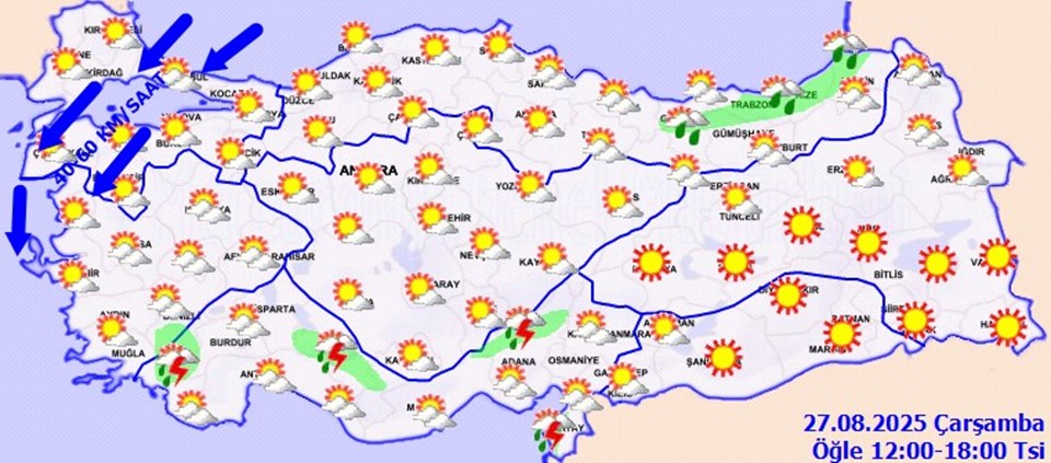 Meteoroloji Uyardı: Güney ve Doğu Bölgelerde Kuvvetli Rüzgar ve Gök Gürültülü Sağanak Yağışlar