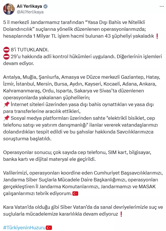 Yasa dışı bahis reklamı yapan 30 sosyal medya hesabına erişim engellendi