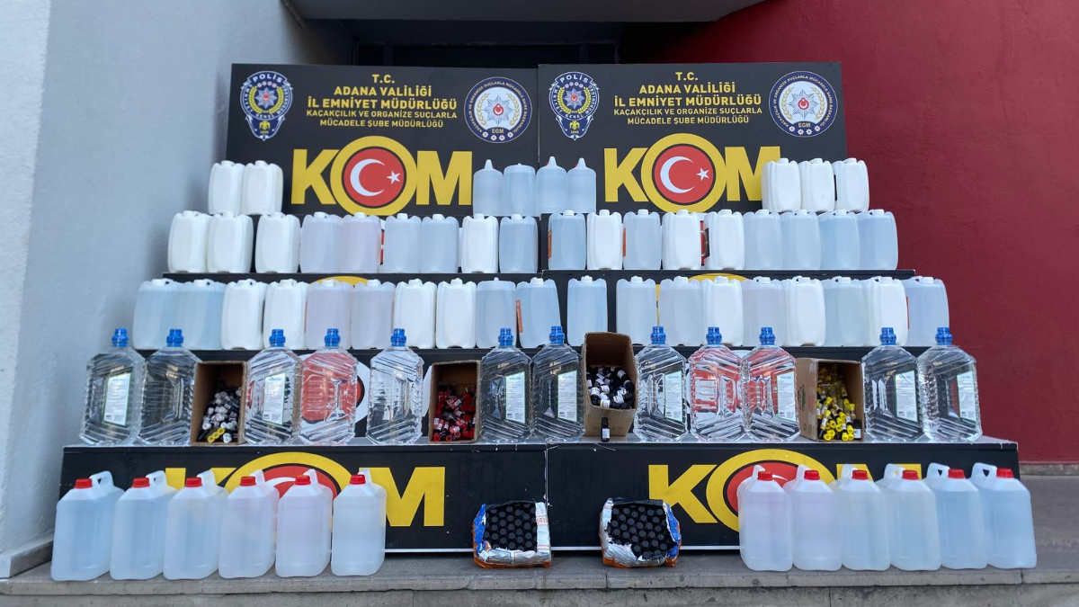 Adana merkezli beş ilde 16 ton kaçak etil alkol ele geçirildi