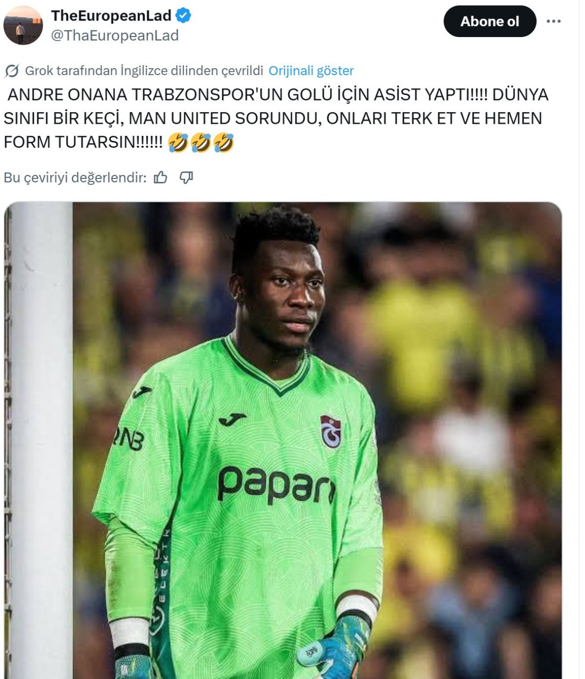 Andre Onana’nın Trabzonspor’daki 60 Metrelik Asisti Avrupa’da Büyük Yankı Uyandırdı
