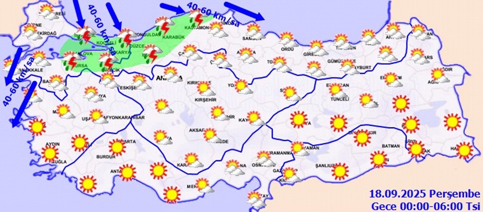 Marmara ve Karadeniz Bölgesi İçin Kuvvetli Sağanak Uyarısı
