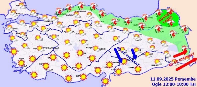 Meteoroloji 3 Kente Kritik Sarı Kodlu Uyarı ve Yeni Hava Durumu Haritası