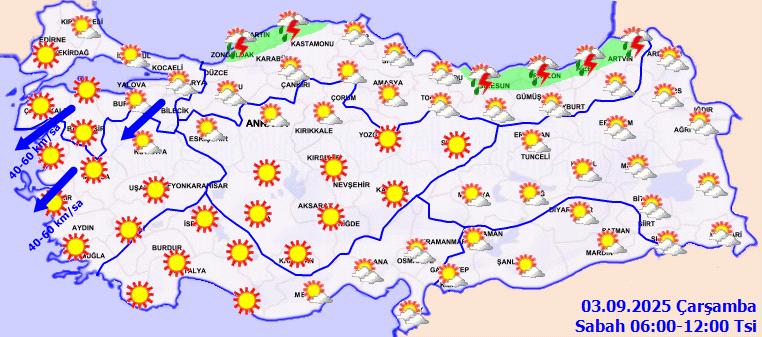 Meteoroloji'den Kritik Uyarı: 3 Eylül'de Kuvvetli Sağanak ve Fırtına Bekleniyor