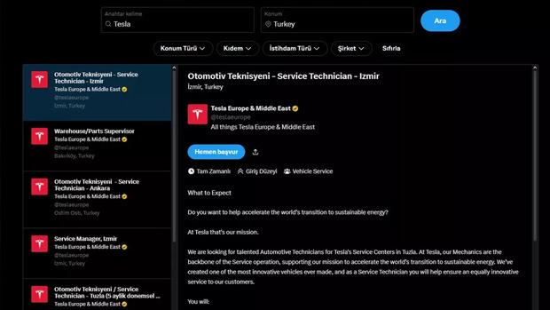 Tesla Türkiye Servis Ağı Genişliyor: Yeni İş İlanları ve Şartlar Açıklandı