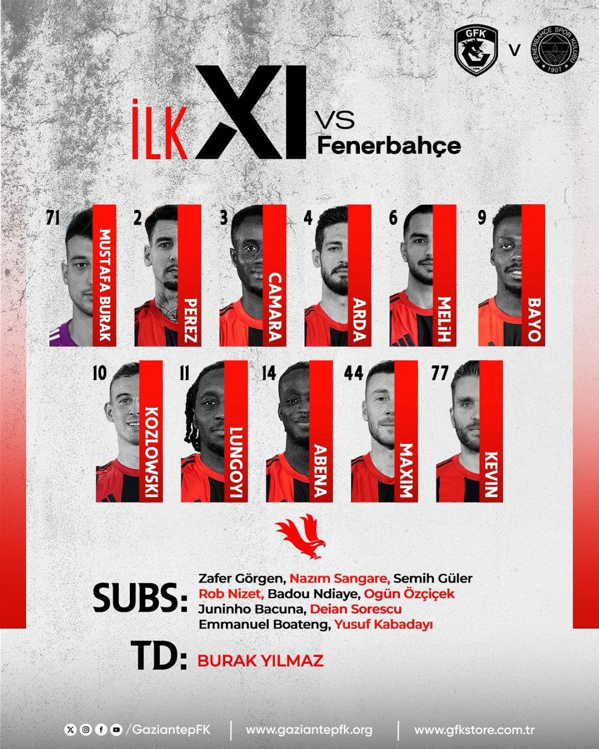 Gaziantep FK ve Fenerbahçe'nin Süper Lig 10. Hafta Mücadelesi: İlk 11'ler ve Maç Detayları