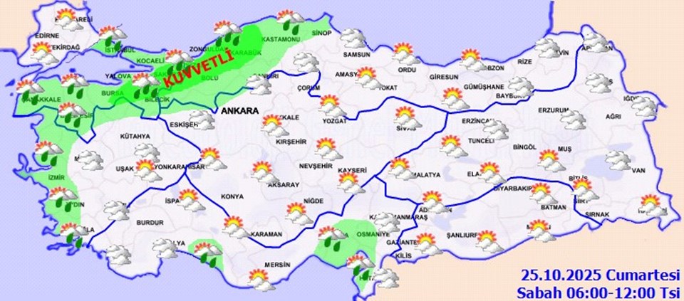 İstanbul ve 11 İl İçin Sarı Kodlu Kuvvetli Yağmur Uyarısı
