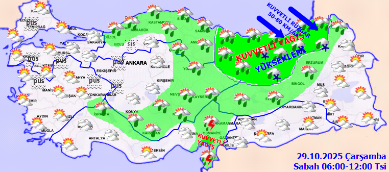 Meteoroloji Uyarıyor: 29 Ekim’de Sıcaklıklar 8 Derece Düşüyor, Sağanak ve Fırtına Geliyor