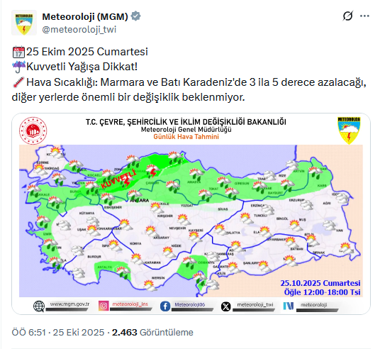Meteoroloji'den 12 Kente Sarı Kodlu Uyarı: Karla Karışık Yağmur Geliyor!