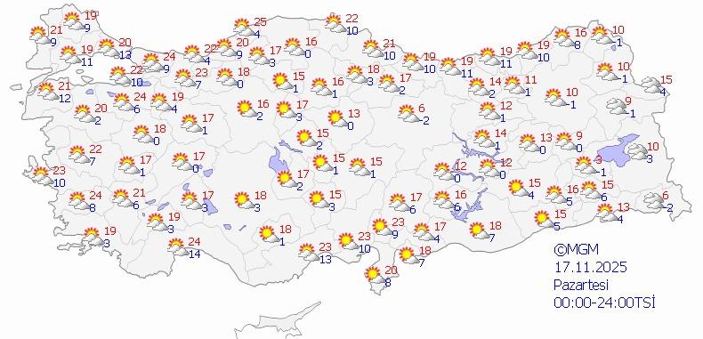 Meteoroloji yeni harita yayımladı: İşte il il hava durumu