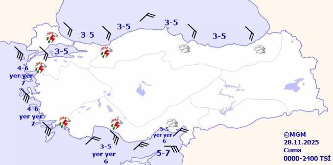 Meteoroloji Uyarısı: 28 Kasım 2025'te Kuvvetli Sağanak Yağış Bekleniyor