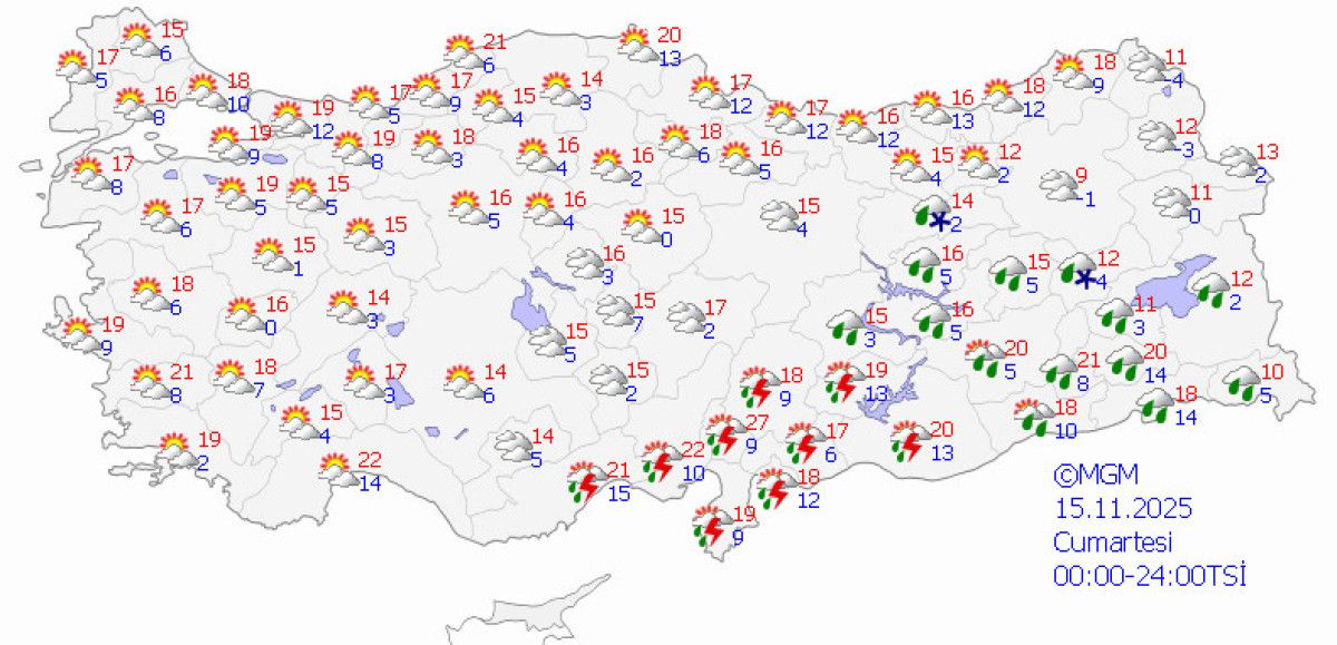 Türkiye'de Kasım Orta Dönem Hava Durumu: Sıcaklıklar Mevsim Normallerinde, Sağanak Yağışlar Sürdürülecek