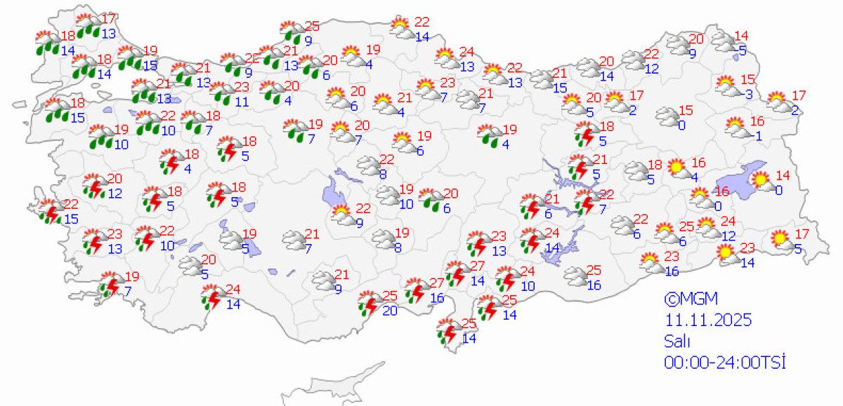 Türkiye'de Kasım Orta Dönem Hava Durumu: Sıcaklıklar Mevsim Normallerinde, Sağanak Yağışlar Sürdürülecek