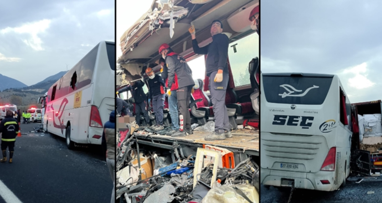 Osmaniye'de Otobüsün Tıra Çarptığı Kazada Yaşamını Yitiren 2 Kişinin Gaziantep'te Defin Töreni