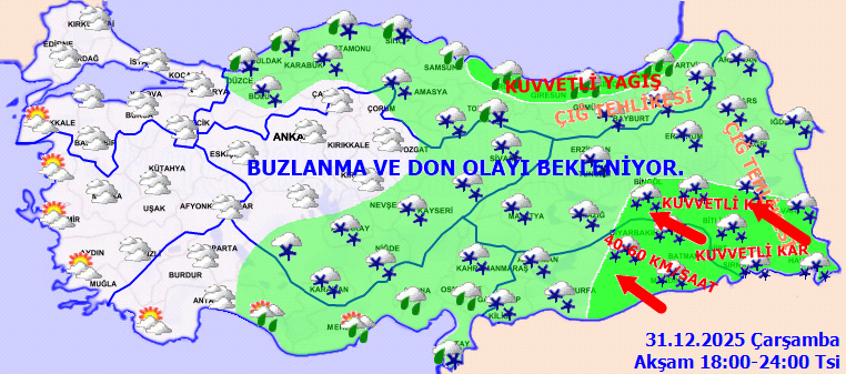 Yılın Son Günü Türkiye'yi Etkileyecek Yoğun Kar Yağışı ve Meteorolojik Uyarılar