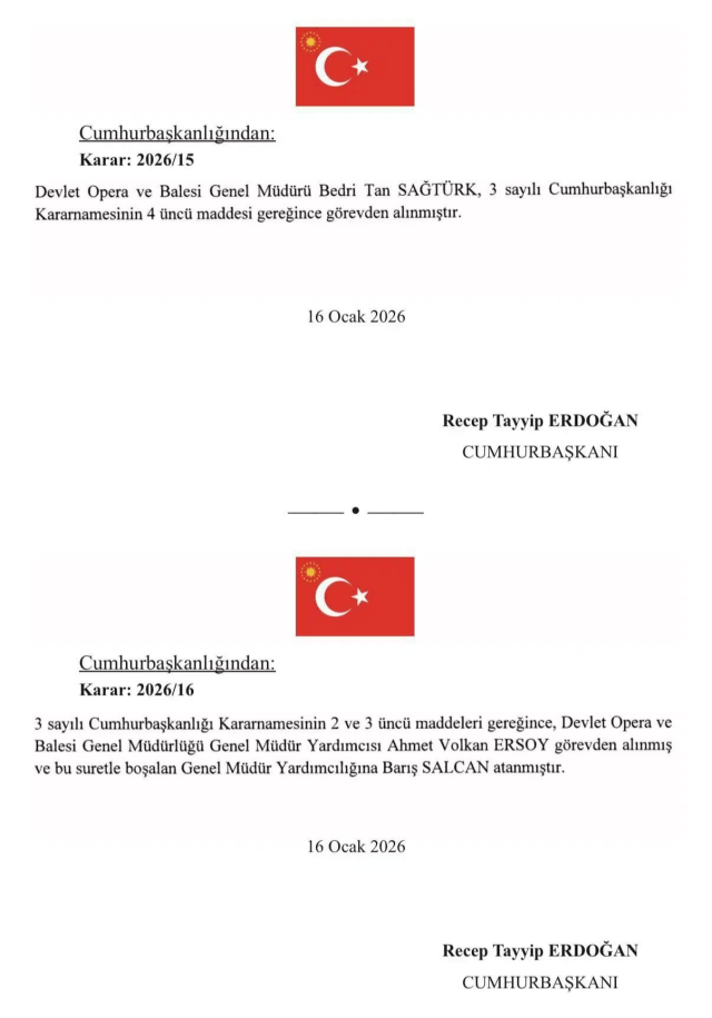 Cumhurbaşkanlığı Kararnamesiyle Devlet Opera ve Balesi'nde Görev Değişikliği: Tan Sağtürk Görevden Alındı