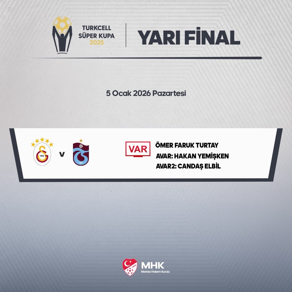 Galatasaray-Trabzonspor maçının VAR'ı Ömer Faruk Turtay oldu