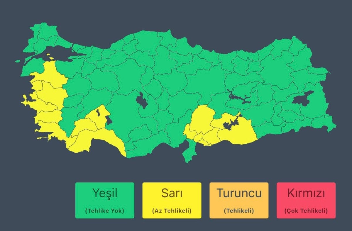 İçişleri Bakanlığı'ndan 14 il için 'sarı' kodlu meteorolojik uyarı