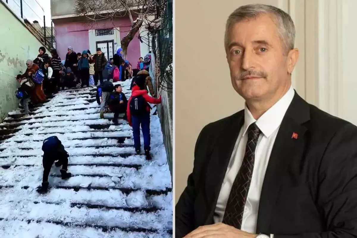 Şahinbey Barbaros Hayrettin Paşa İlkokulu Merdivenleri Buz Pistine Döndü, Belediye Müdahale Etmedi