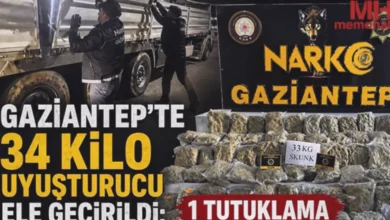 Gaziantep uyuşturucu - Gaziantep'te 34 Kilo Uyuşturucu: Bir Tutuklama