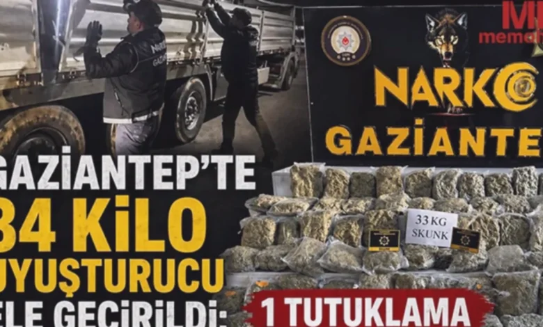 Gaziantep uyuşturucu - Gaziantep'te 34 Kilo Uyuşturucu: Bir Tutuklama