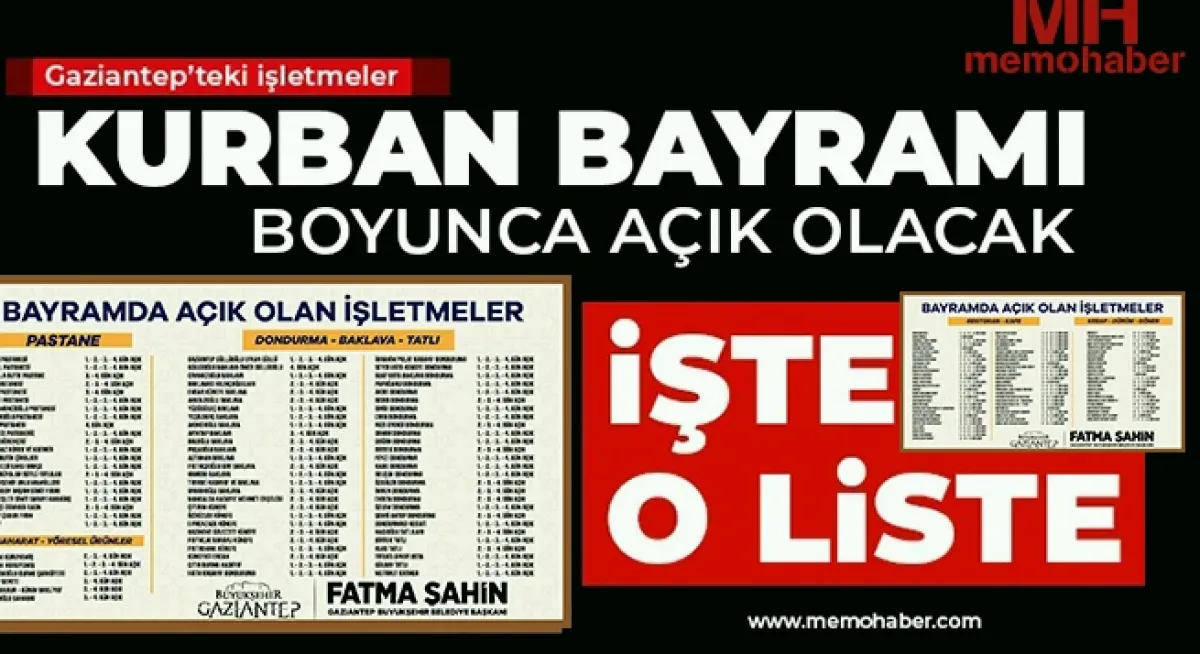 Bayramda Açık Gaziantep İşletmeleri