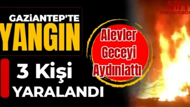 ev yangını - Gaziantep Yangını: 3 Yaralı, Geceyi Aydınlattı