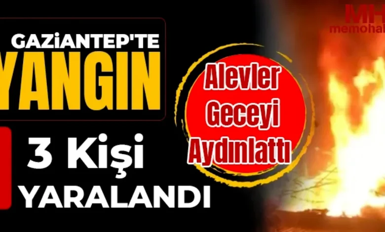 ev yangını - Gaziantep Yangını: 3 Yaralı, Geceyi Aydınlattı