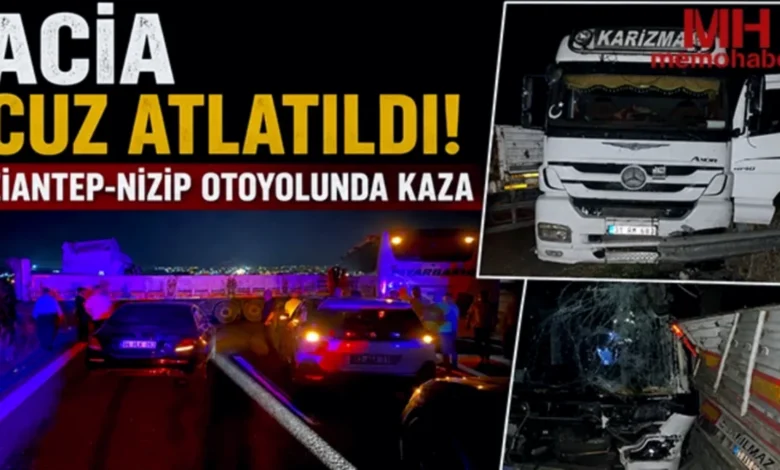Gaziantep otoyolda kaza - Gaziantep Otoyolda Kaza: Gaziantep Otoyolunda Otobüs TIR'...