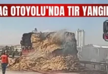 tır yangını - TAG Otoyolu'nda Tır Yangını Paniği
