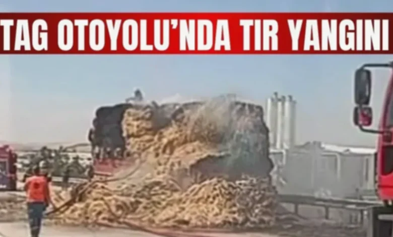tır yangını - TAG Otoyolu'nda Tır Yangını Paniği