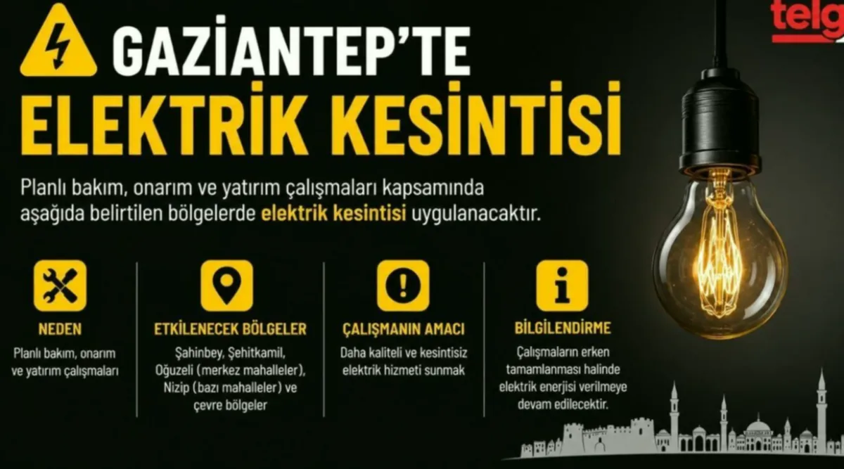 Gaziantep'te Elektrik Kesintisi Alarmı