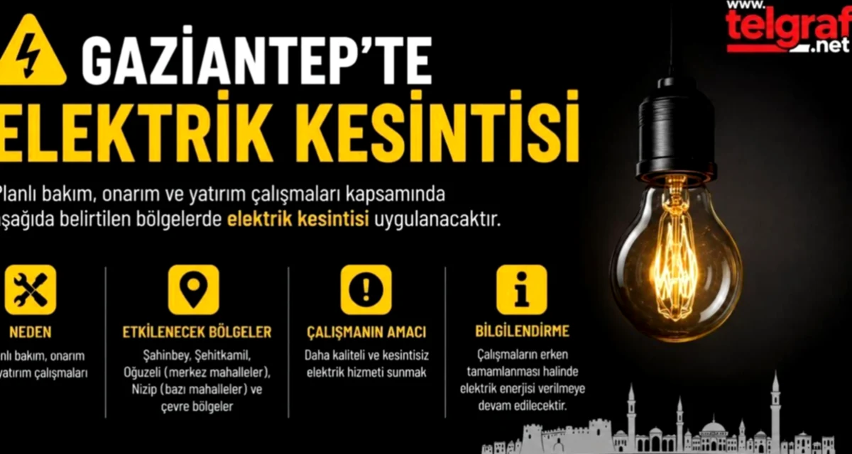 Gaziantep'te Elektrik Kesintisi Planı