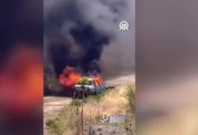 araç yangını - Nurdağı'nda Seyir Halindeki Araç Alev Aldı