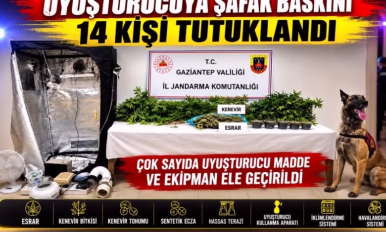 uyuşturucu Gaziantep - Uyuşturucu: Gaziantep'te 14 Tutuklama
