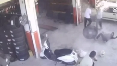 lastik patlaması - Lastik Bombası Gibi Patladı: İşçi Havada Kaldı!