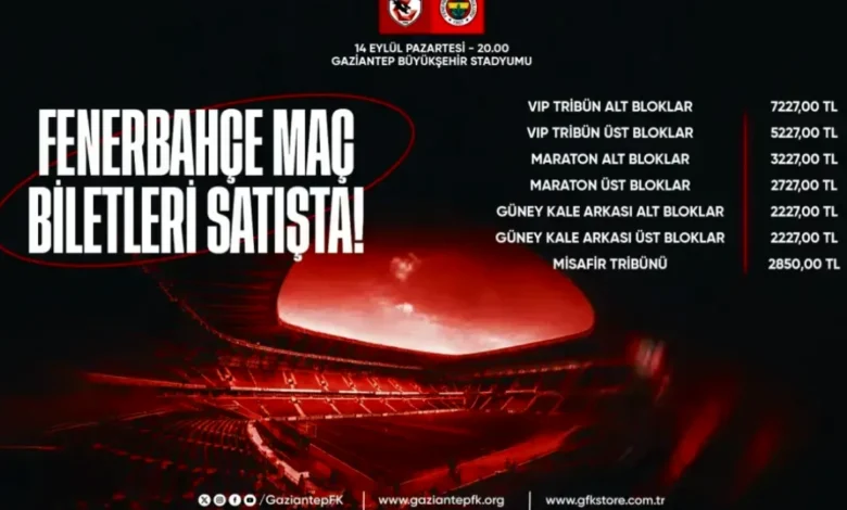 Gaziantep Fenerbahçe maçı biletleri - Fenerbahçe Maçı İçin Gaziantep'te Yüksek Bilet Fiyatları