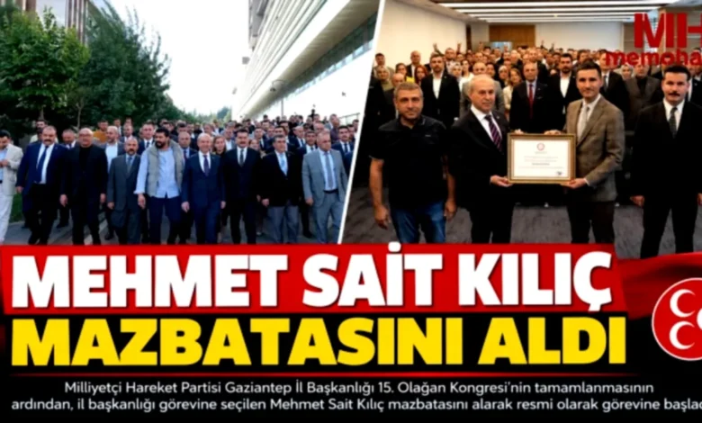 Kılıç mazbatayı aldı - MHP Gaziantep'te Kılıç Mazbatayı Aldı