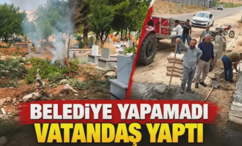 mezarlık bakımı - Araban'da imece usulü mezarlık bakımı