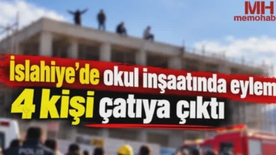 okul inşaatı eylem - Okul İnşaatında Eylem: Çatıdan İnen 4 Kişi